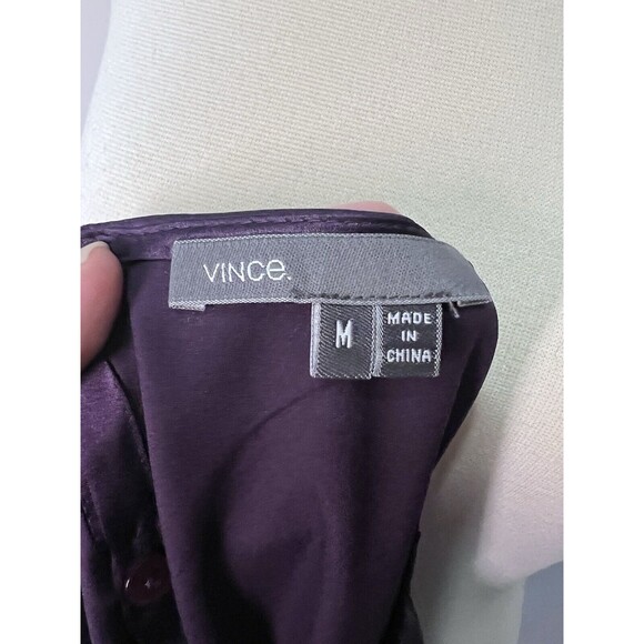 Vince Women's Silk Sleeveless Gradient Cowl Neck Blouse Purple Size M Raw Hem - Picture 7 of 9